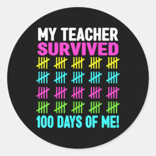 Sticker Rond 100 Jours D'École Chemises Filles Enfants 100e Jou