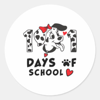 Sticker Rond 100 Jours D'École Chien Dalmatien Garçon Enfant 10