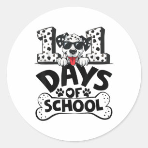 Sticker Rond 100 Jours D'École Chien Dalmatien Garçon Enfant 10