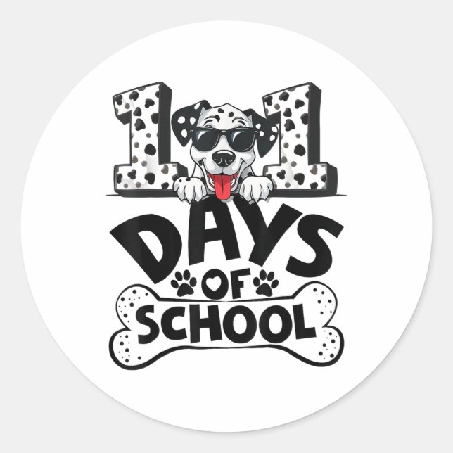 Sticker Rond 100 Jours D'École Chien Dalmatien Garçon Enfant 10 (Devant)