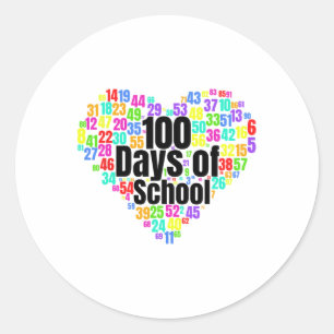 Sticker Rond 100 Jours D'École - Conception À Partir De Nombres