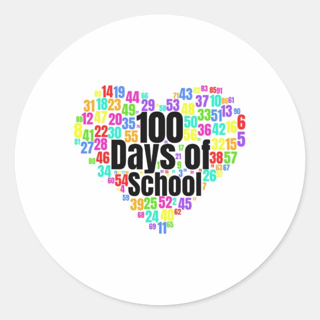 Sticker Rond 100 Jours D'École - Conception À Partir De Nombres (Devant)