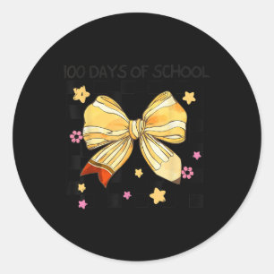 Sticker Rond 100 Jours D'École, Coquette Bow Kindergarten Teac