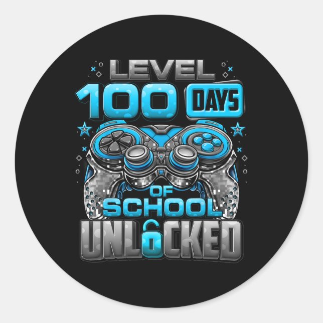 Sticker Rond 100 Jours D'École Déverrouillé Garçons 100E Jour D (Devant)