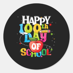 Sticker Rond 100 Jours D'École Enfant Tee Joyeux 100E Jour De S