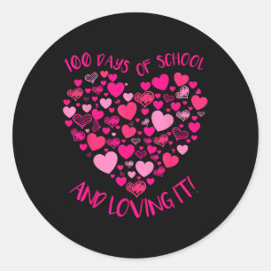 Sticker Rond 100 Jours D'École Et Toujours Aimer Il Mignonne