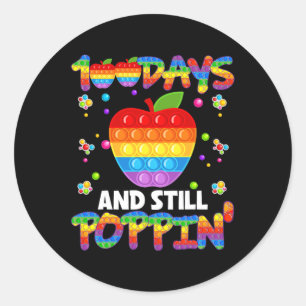 Sticker Rond 100 Jours D'École Et Toujours Poppin 100E Jour Pop