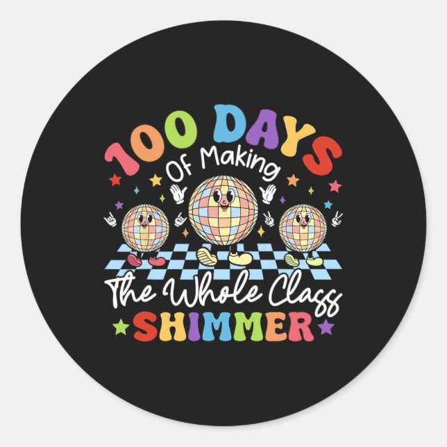 Sticker Rond 100 Jours D'École Faisant Tout Le Cl Shimmer Gir (Devant)