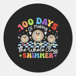 Sticker Rond 100 Jours D'École Faisant Tout Le Cl Shimmer Gir