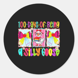 Sticker Rond 100 Jours D'école Filles Enseignant Nœud 100ème Jo