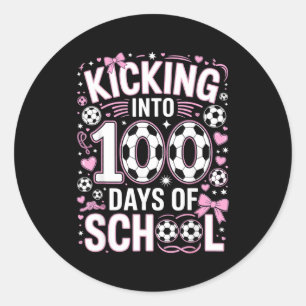 Sticker Rond 100 jours d'école filles football Coquette noeud r