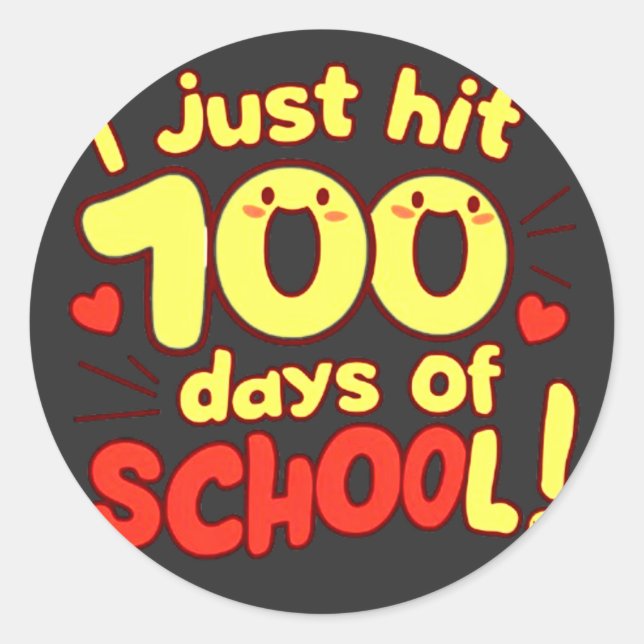 Sticker Rond 100 Jours d'école Kawaii Style Design (Devant)