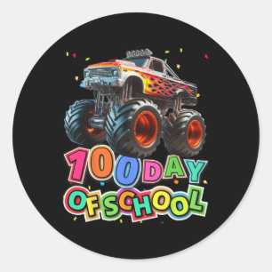 Sticker Rond 100 Jours D'École Monster Truck Boys 100E Jour De