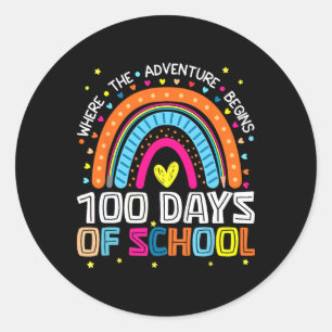 Sticker Rond 100 Jours D'École Où L'Aventure Commence L'École