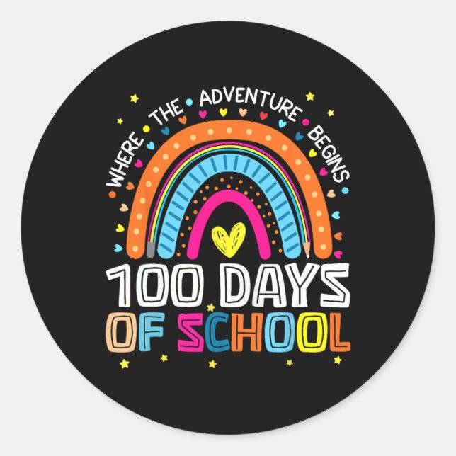 Sticker Rond 100 Jours D'École Où L'Aventure Commence L'École (Devant)