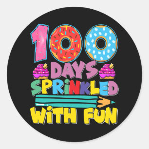 Sticker Rond 100 Jours D'École Parsemés De Cupcake Fun Mignonne