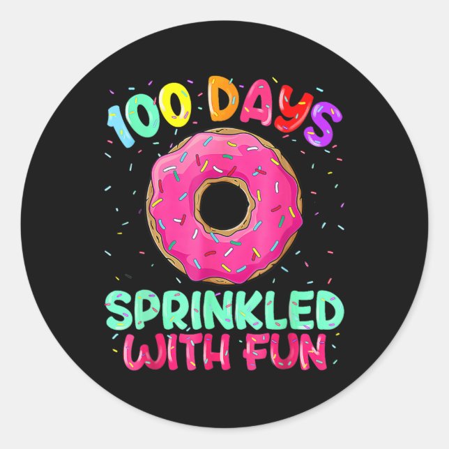Sticker Rond 100 Jours D'École Parsemés De Fun2 (Devant)