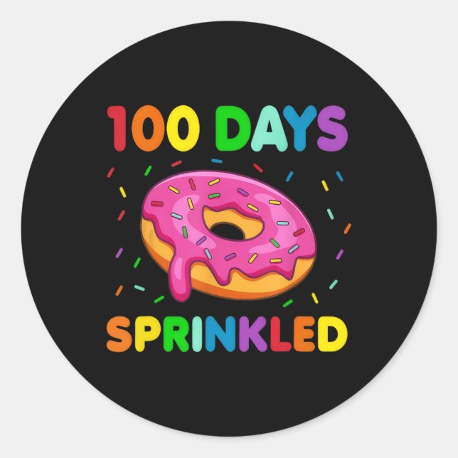 Sticker Rond 100 Jours D'École Parsemés De Plaisirs (Devant)