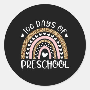 Sticker Rond 100 Jours D'École Pour Enseignant Préscolaire Rain