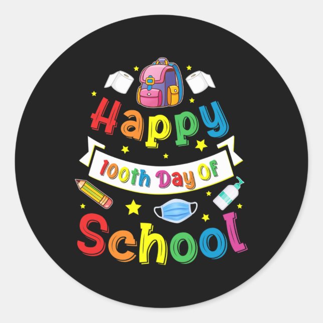 Sticker Rond 100 Jours D'École Pour Enseignants Et Étudiants Ca (Devant)
