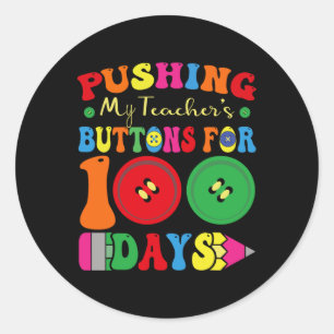 Sticker Rond 100 Jours D'École Poussant Les Boutons De Mon Prof
