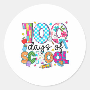 Sticker Rond 100 Jours D'école Professeur Fille Enfant 100ème J