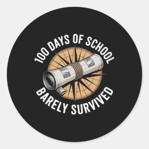 Sticker Rond 100 jours d'école Rely a survécu Funny Kids Enseig