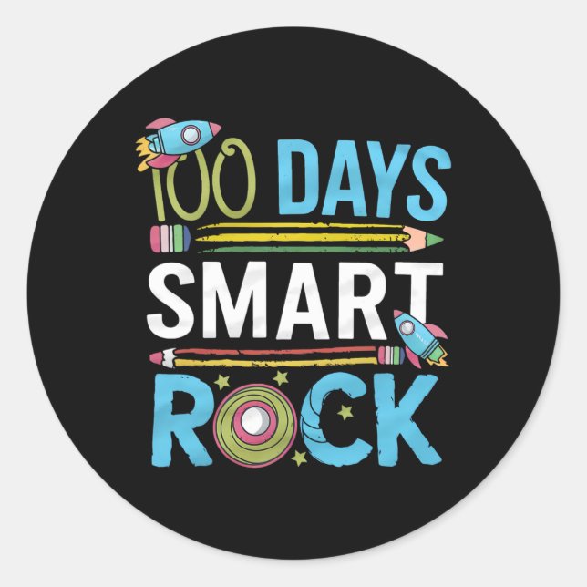 Sticker Rond 100 Jours D'École Smarter Smart Rock K (Devant)