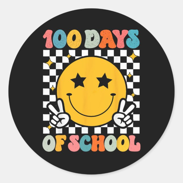 Sticker Rond 100 Jours D'École Super Sourire Visage (Devant)