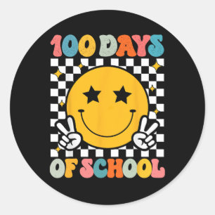 Sticker Rond 100 Jours D'École Super Sourire Visage
