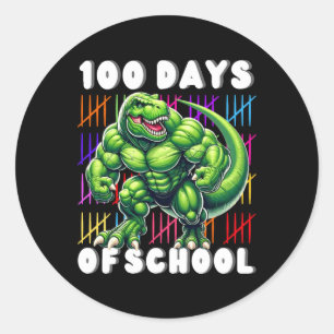 Sticker Rond 100 Jours D'École T-rex Lover Garçons 100 Jours De