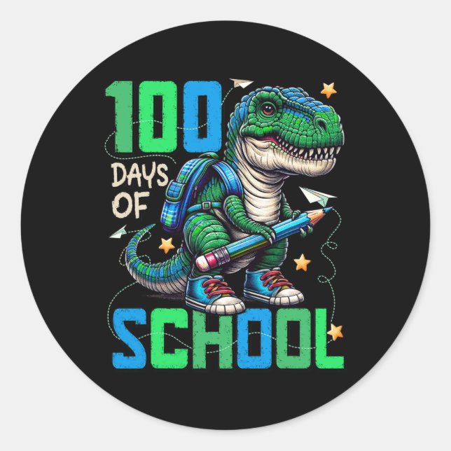 Sticker Rond 100 Jours D'École Trex 100 Jours Plus Smarter 100E (Devant)