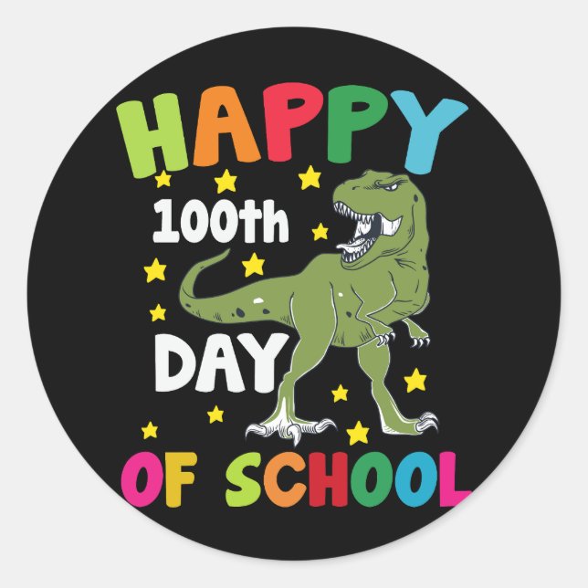 Sticker Rond 100 jours d'école Trex 100e jour d'école  (Devant)