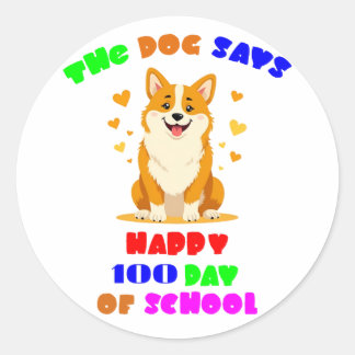 Sticker Rond 100 Jours d'école : une fête pawsome avec notre