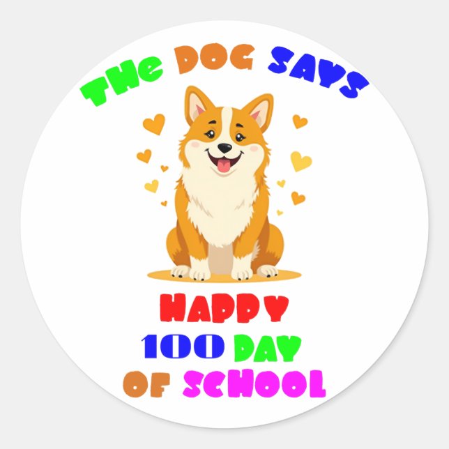 Sticker Rond 100 Jours d'école : une fête pawsome avec notre (Devant)