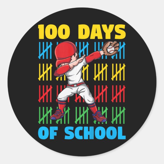 Sticker Rond 100 Jours D'Écoles Garçons 100E Jour D'École (Devant)