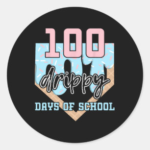 Sticker Rond 100 jours dégoulinants d'école Bysebyll Glace 100è