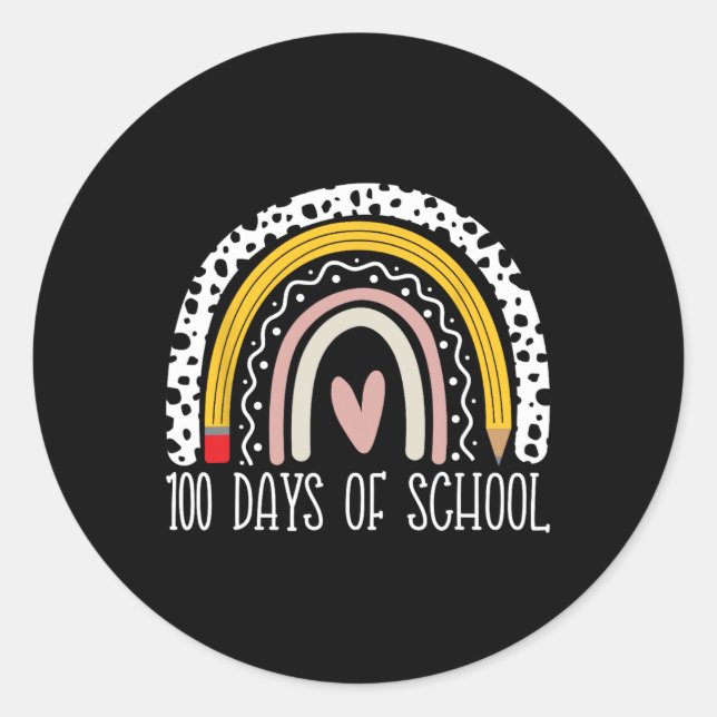 Sticker Rond 100 Jours D'Enseignant À L'École Rainbow 100E Jour (Devant)