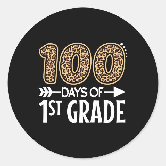 Sticker Rond 100 Jours D'Enseignant De Première Année 100E Jour (Devant)