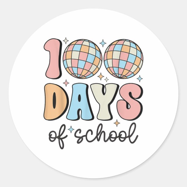 Sticker Rond 100 Jours D'Enseignant Enfants 100E Jour De (Devant)