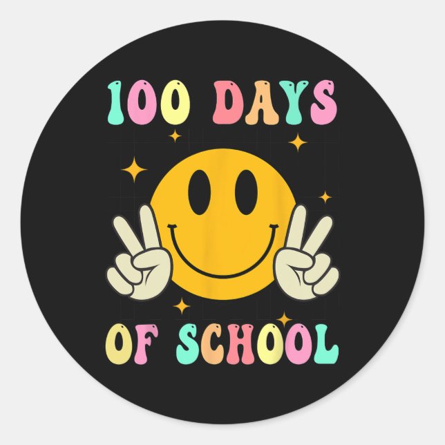 Sticker Rond 100 Jours D'Enseignant Enfants 100E Jour D'École (Devant)
