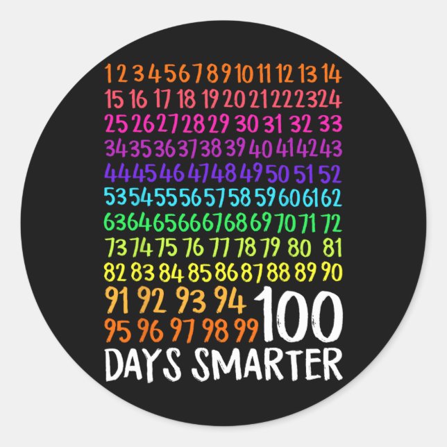Sticker Rond 100 Jours D'Enseignant Enfants 100e Jour Math Num (Devant)