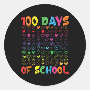 Sticker Rond 100 Jours D'Enseignant Enfants Étudiant Garçon Fil
