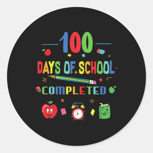 Sticker Rond 100 Jours D'Enseignant Et D'Étudiant 1 (Devant)