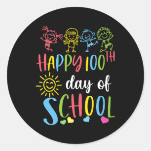 Sticker Rond 100 Jours D'Enseignant Scolaire 100E Jour D'École