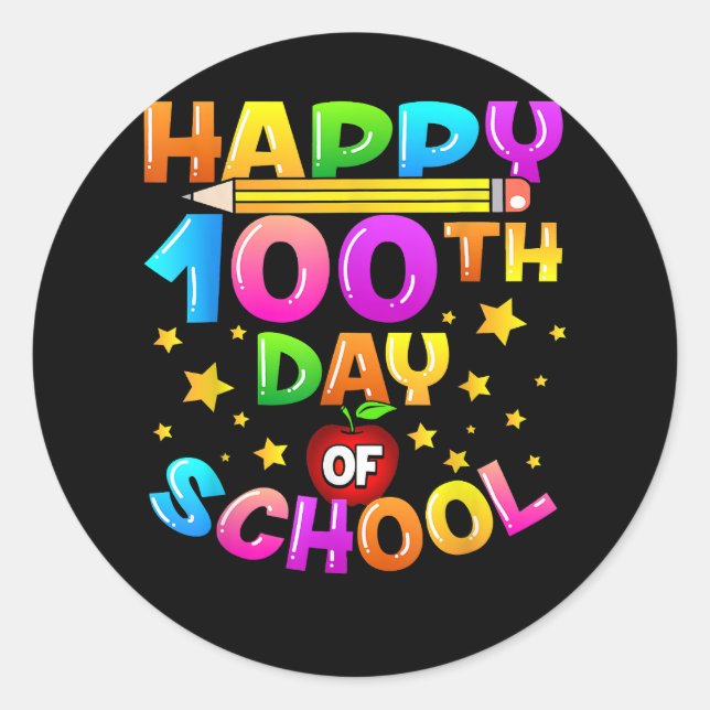 Sticker Rond 100 Jours d'enseignant scolaire 100e Jour d'école (Devant)