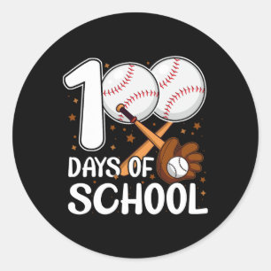 Sticker Rond 100 Jours D'Entraîneur De Baseball Scolaire