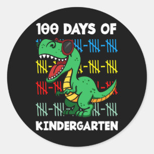 Sticker Rond 100 Jours D'Étudiants T-rex Dino