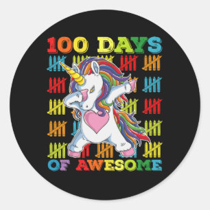Sticker Rond 100 Jours D'Une Impressionnante Unicorne 100ème Jo