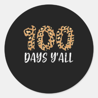 Sticker Rond 100 jours Enseignant de l'école Y'all Leopard